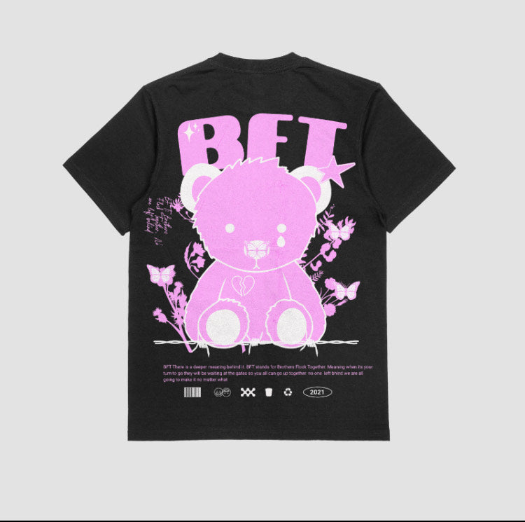 Pink/black BFT Broken Heart Teddy Bear T-Shirt