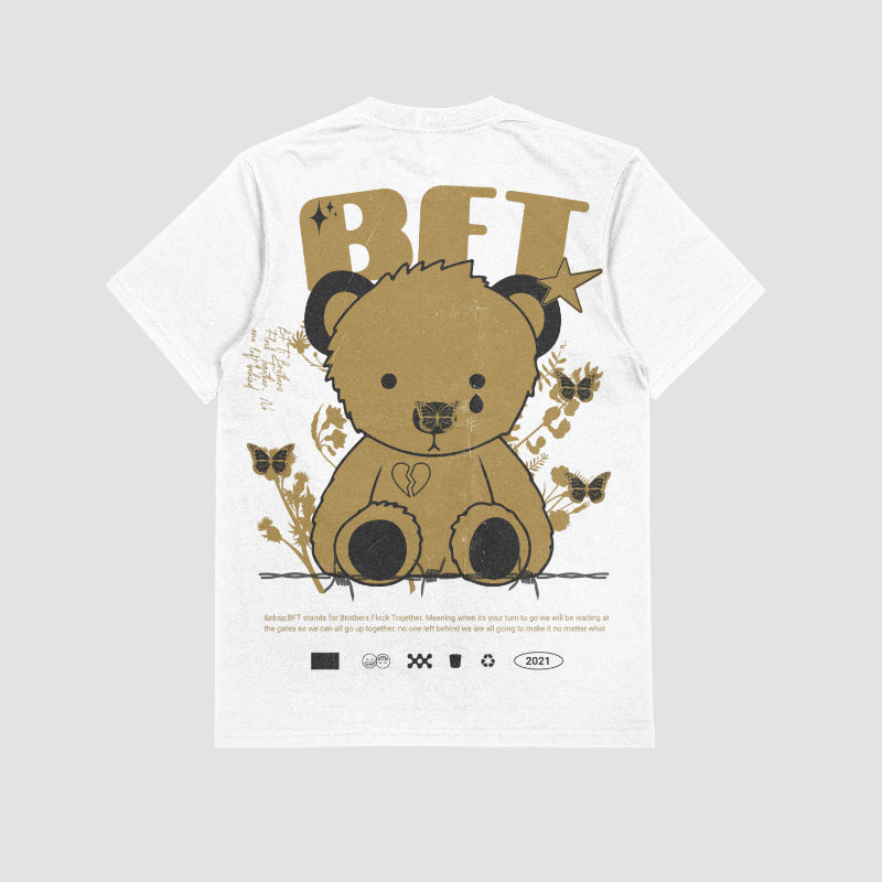 Tan/White BFT Broken Heart Teddy Bear T-Shirt